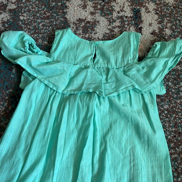 Cat & Jack Off Shoulder Dress M 7/8 Aqua - Picture 3 of 3